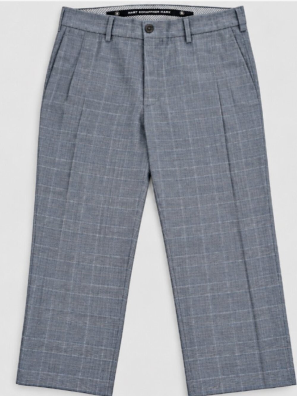 Hart Schaffner Marx Blue Plaid Wool Blend Dress Pants Men’s 36x30